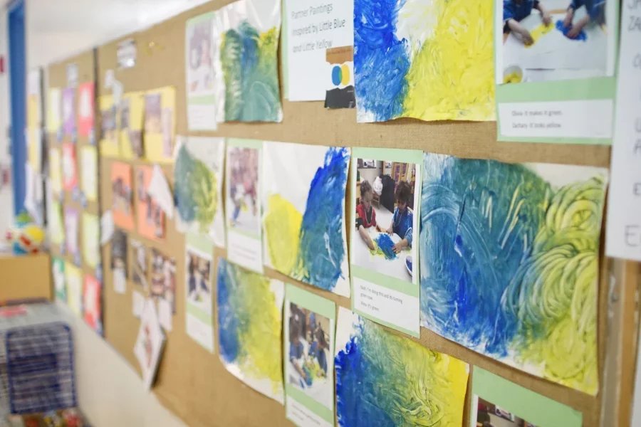 kids artwork displayed