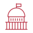 outline illustration of the dome of the capitol building with a little flag on top